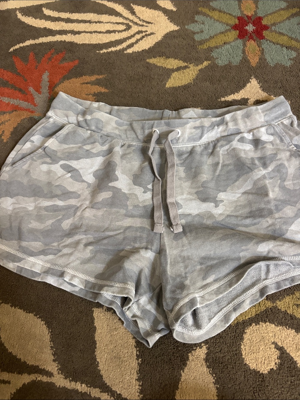 Women's Light Gray Camouflage Lounge Shorts